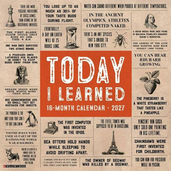 Today I Learned Calendar 2027, Wall Calendars, Month To View, Lifestyle, Gift