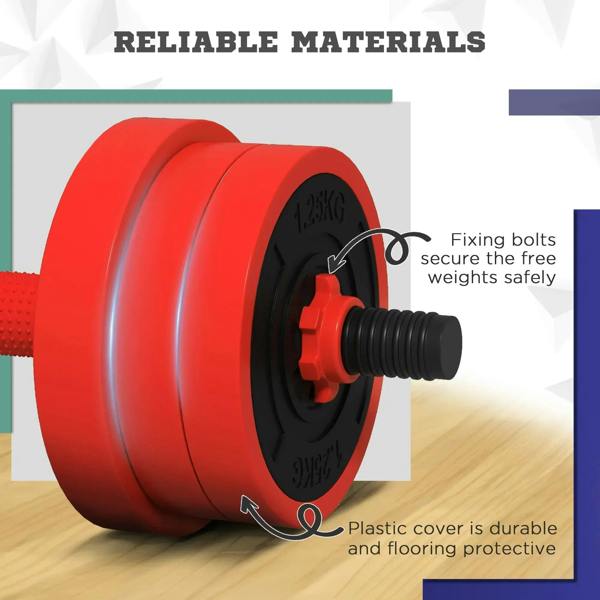 Red weight plate with secure locking bolts and black center insert