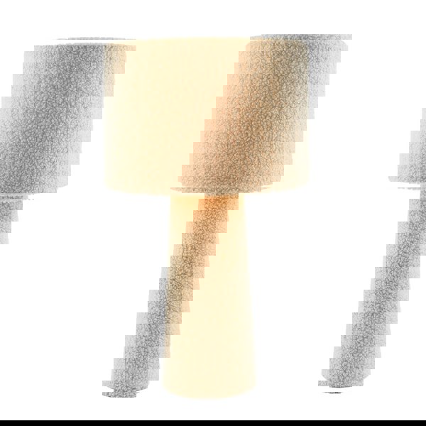 Designer Table Lamp with Cream Wool Base and Shade with Inner Lining Image 1