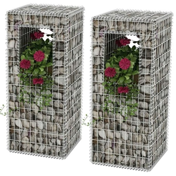 Berkfield Gabion Basket Posts/Planters 2 pcs Steel 50x50x120 cm