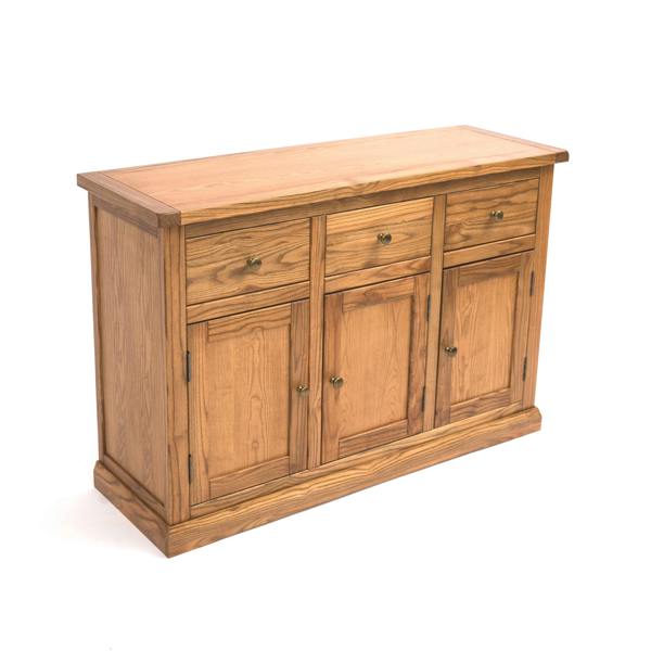 Cabinet Bits Salerno Light Wood 3 Drawer 3 Door Sideboard Brass Knob