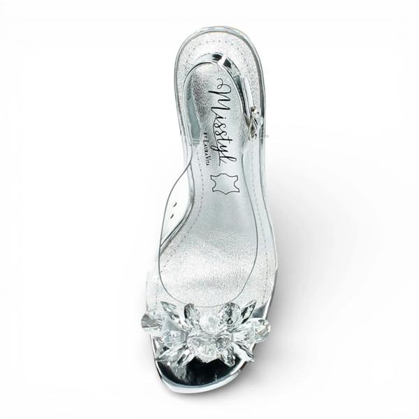 Laura Vita Mira 01 - Women’s Clear Silver Slip-On Heel Sandals