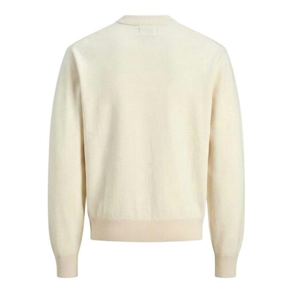 Jack And Jones Mens Crew Neck Regular Long-Sleeved Jumper - Sea Salt - 