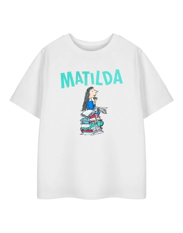 Roald Dahl Unisex Kids White Matilda Short Sleeved T-Shirt