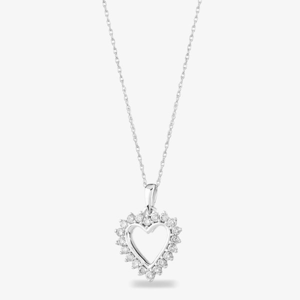 T. H. Baker 9ct White Gold 0.50ct Open Heart Pendant TH0121805