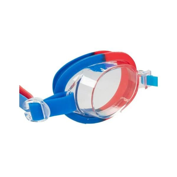 Fashy Junior swim goggles in blue and red with clear lenses and head strap