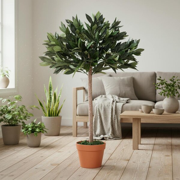 Wyld Haus Niladi Artificial Olive Style Tree In Green With Orange Accent Pot For Interior Decor