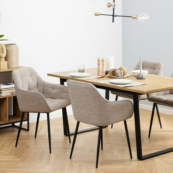 Furniture To Go Brooke Dining Chair with Armrest in Monza Beige Set of 2