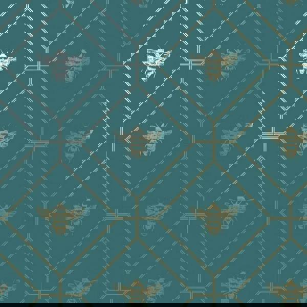 World Of Wallpaper Bee Wallpaper - Teal/Gold - 
