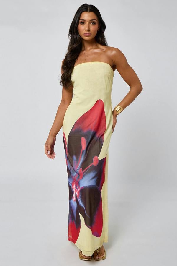 Urban Bliss Bandeau Maxi Dress With Floral Print