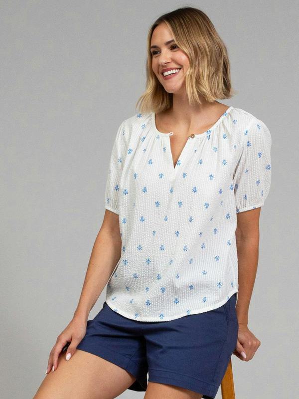 Kite Womens Organic Tincleton Seersucker Blouse Pineapple Polka