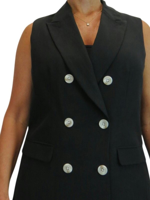 Paulo Due Women's 2 Piece Suit Linen Look Set - Sleeveless Tailored Waistcoat & Cropped Wide Leg Trousers