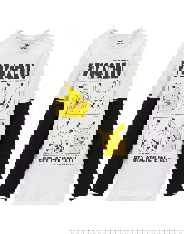 Pokemon Boys Grey Pikachu Long Sleeved T-Shirt