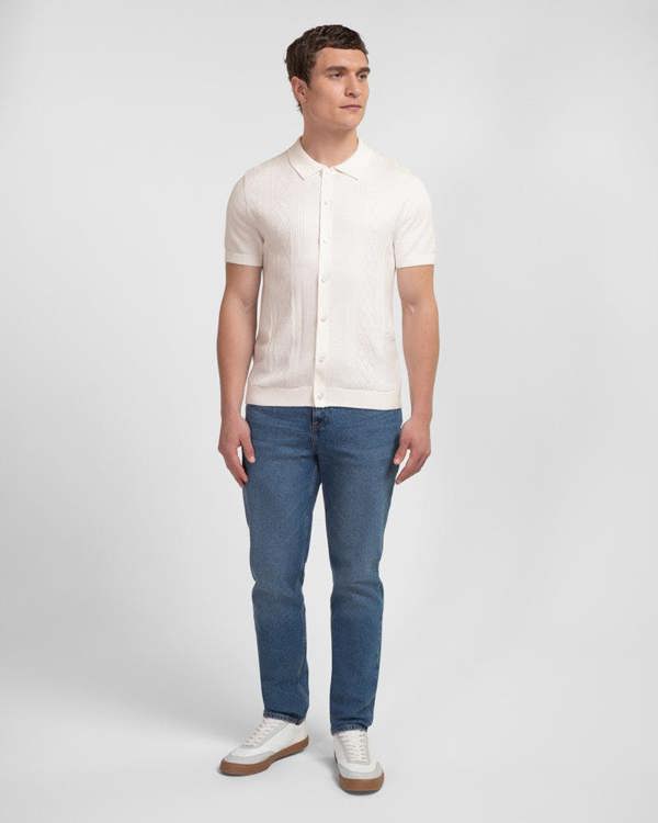 Steel & Jelly Bayswater - Embossed Stripe Knitted Short Sleeve Shirt