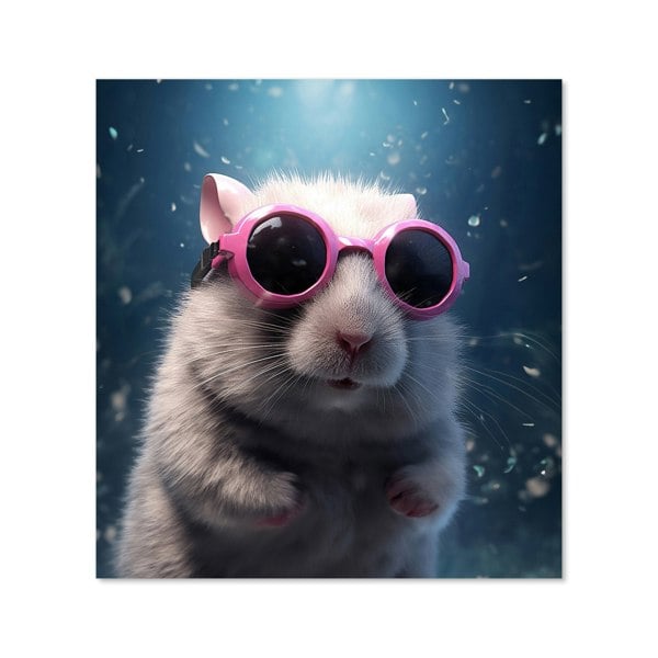 Warren Reed - Designer Splashart Mouse with Pink Glasses Kitchen Splashback