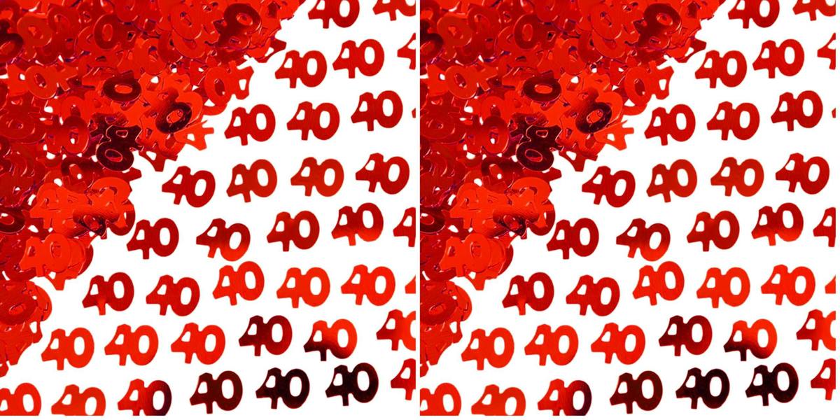 Red 40th Birthday Table Confetti, 14g Pack of Foil Metallic Number Cut-Outs image 1
