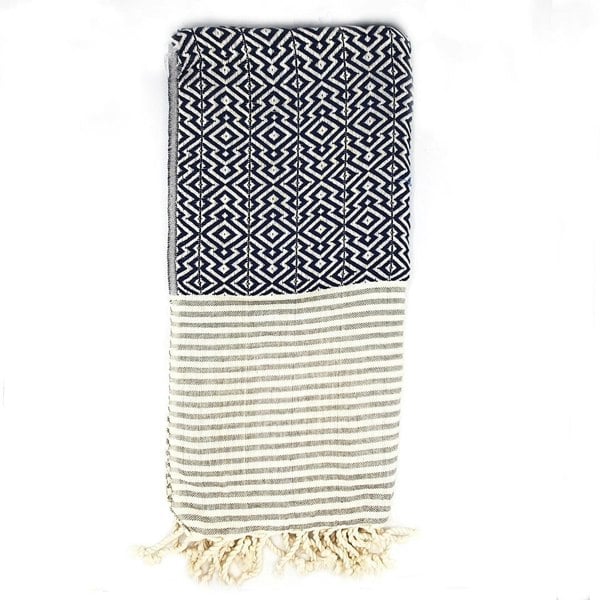 Nisa Hammam towel Navy Blue and White