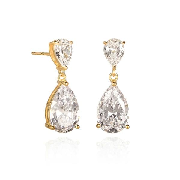 namana Gold Plated 925 Sterling Silver Drop Earrings with Cubic Zirconia Stones