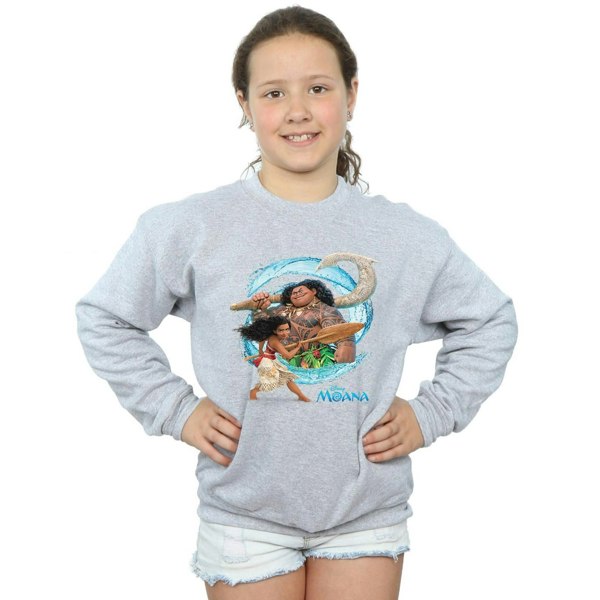 Disney Girls Moana And Maui Wave Sweatshirt - Sports Grey