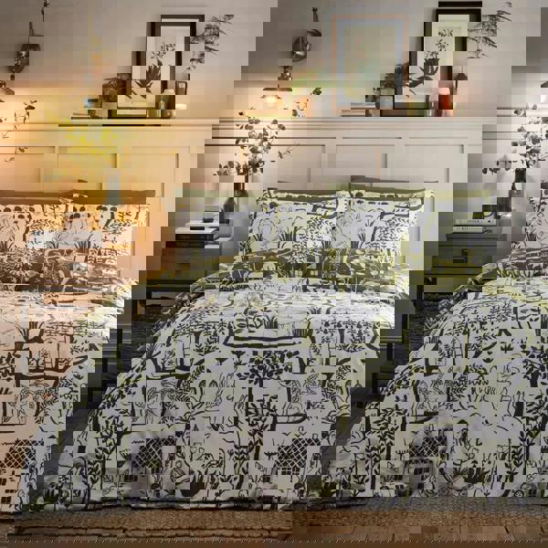 Furn Frida Reversible Abstract Duvet Cover Set - Moss