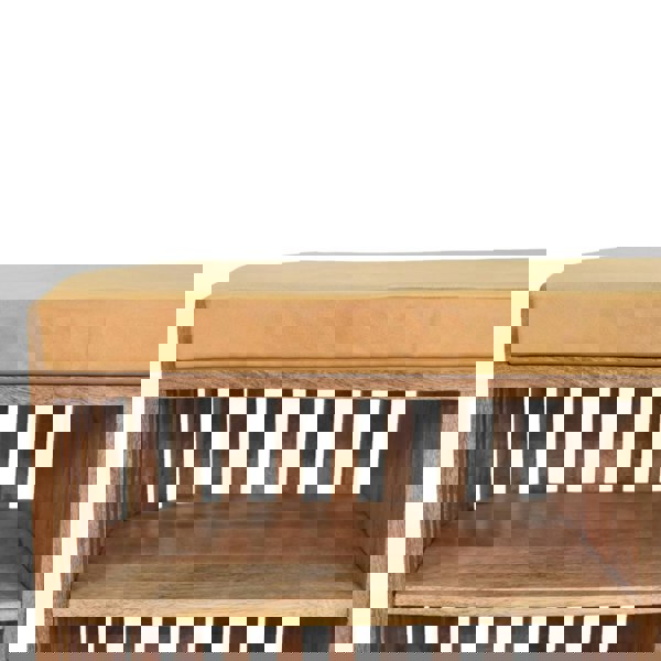 Artisan Furniture Slatted Oak-ish Bench with 3 slots