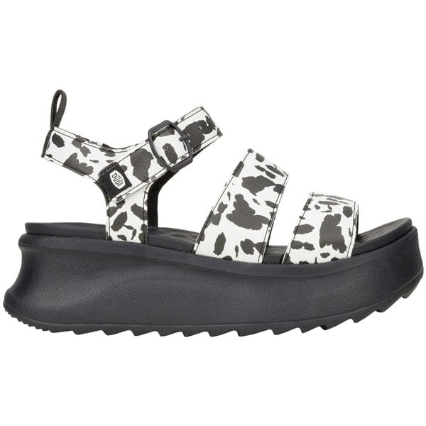 HEYDUDE Delray Buckle Animal Polyester Women's Black/White Sandals