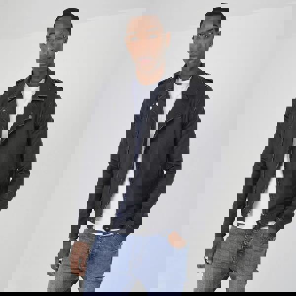 Brave Soul Black Faux Leather Biker Jacket - Black Image 1