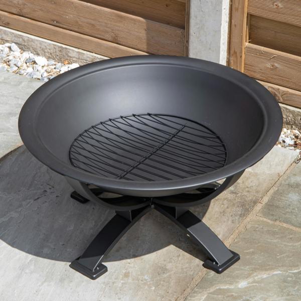 Samuel Alexander 43cm Black Steel Outdoor Garden El Clasico Firepit with Fire Poker
