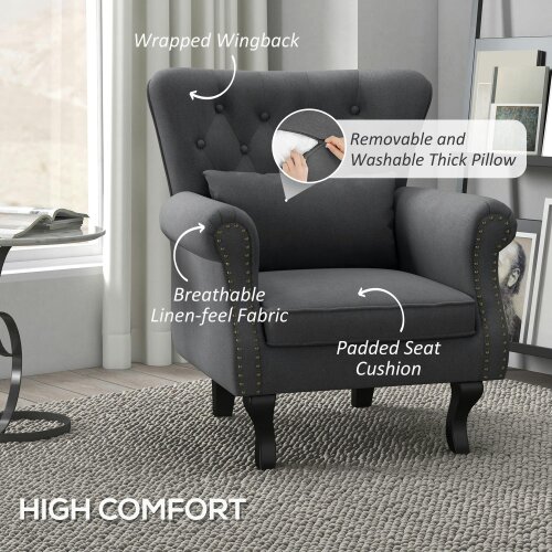 Wyld Haus Rolu Zimo Grey Chesterfield Nail Head Style Accent Chair