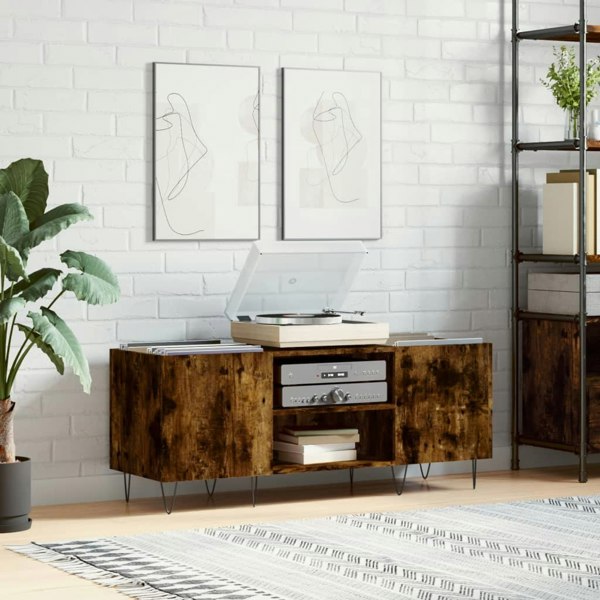 Berkfield Record Cabinet Smoked Oak 121x38x48 cm Engineered Wood