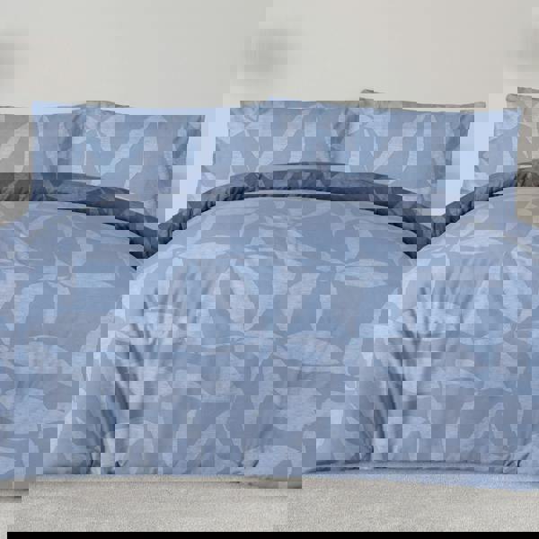 Smart Living Cutout Textured Geo Duvet Cover With Pillowcases - Blue