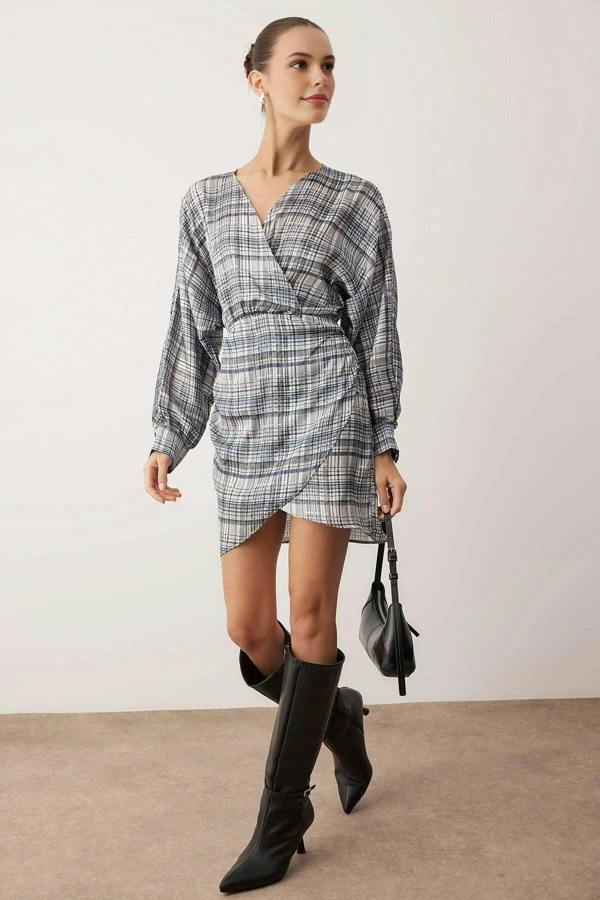 WOVCOR Wrap Mini Woven Dress