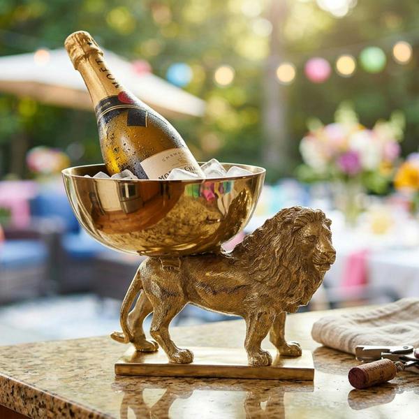 Antique Gold Lion with Bowl