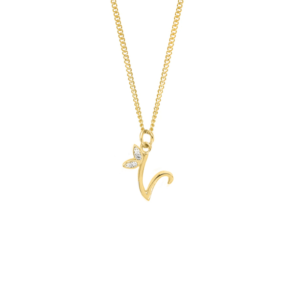 Say It With Dainty Winged Initial Charm Necklace - Sterling Silver