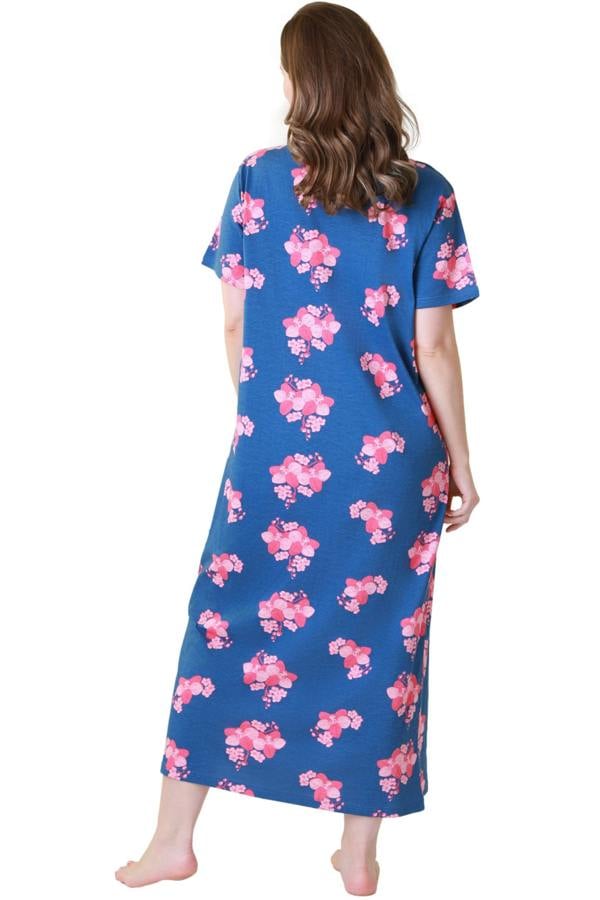 Camille Womens 100% Organic Cotton Classic Full Length Short Sleeved Nightdress