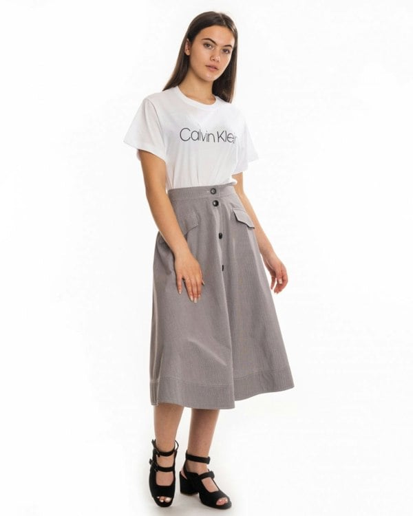 Calvin Klein Mini Gingham Button Womens Skirt