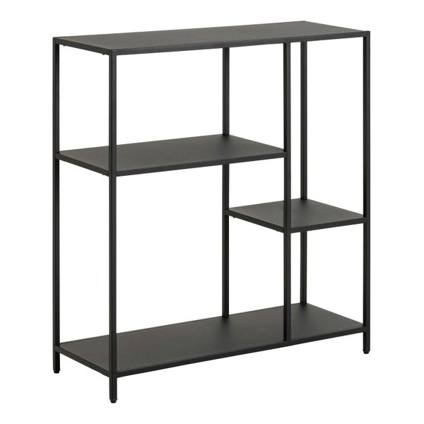 Wyld Haus Graz Matt Black Metal Asymmetrical Bookcase 3 Shelves