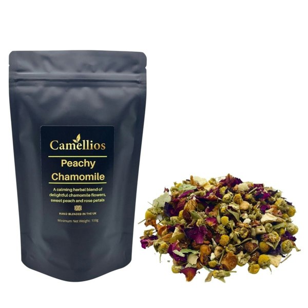 Camellios Peachy Chamomile Tea, Herbal Loose Leaf Tea