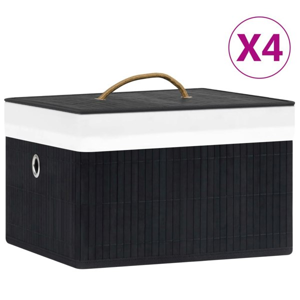 Berkfield Bamboo Storage Boxes 4 pcs Black