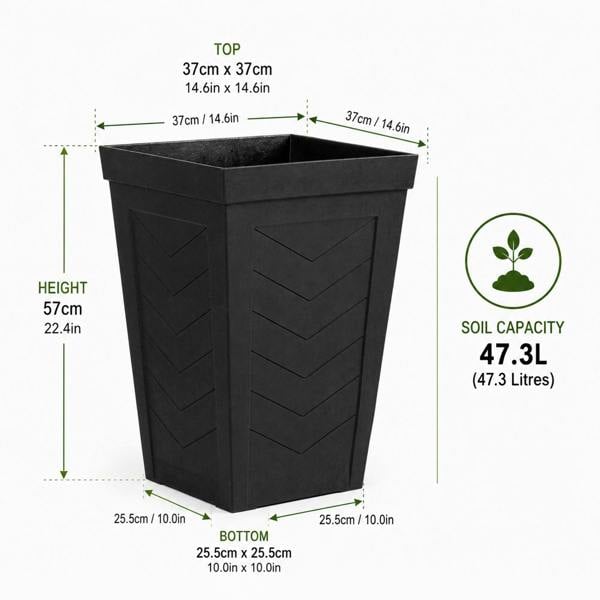 Nicoman Savana Black Chevron Recycled Rubber Plant Pot