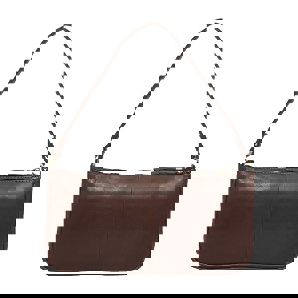 Assots London 'ZARA' Brown Polished Real Leather Baguette Shoulder Bag