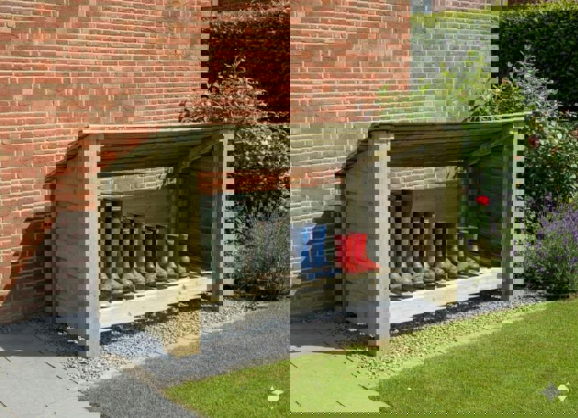 Arbor Garden Solutions Wooden Outdoor Shoe/Log Storage W-119cm, H-66cm, D-54cm