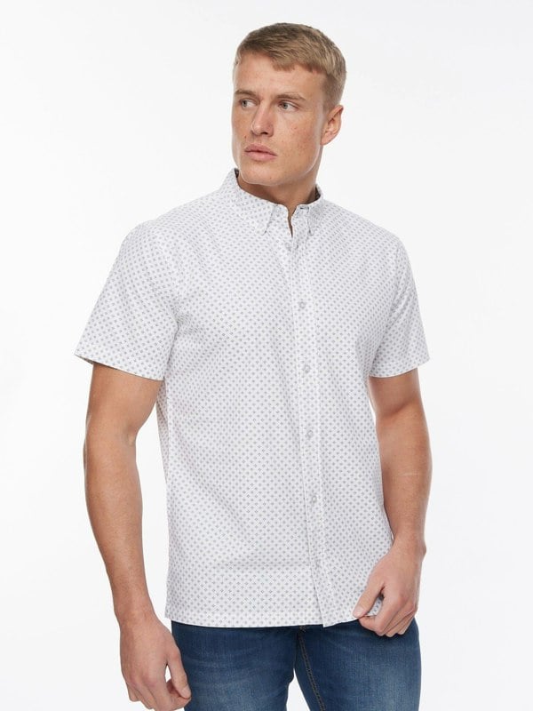 Bewley & Ritch Haltom Short Sleeve Shirt White/Navy Print