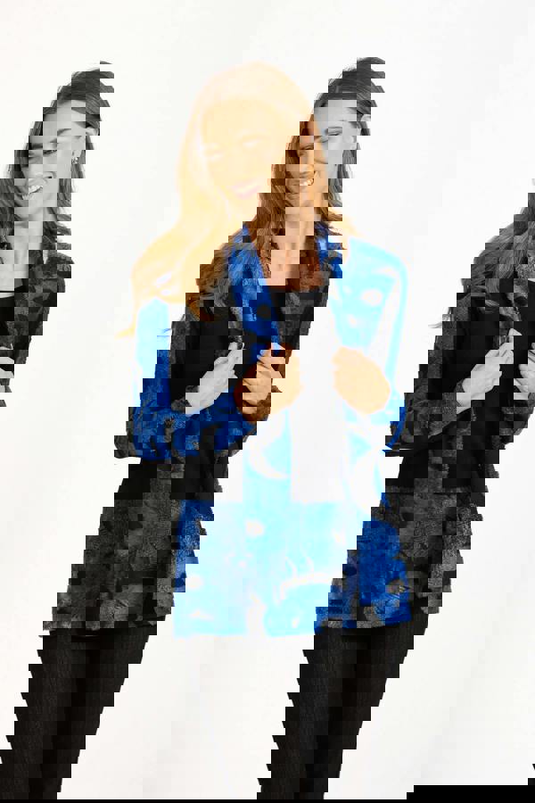 Mudflower Textured Bordered Top with Scarf