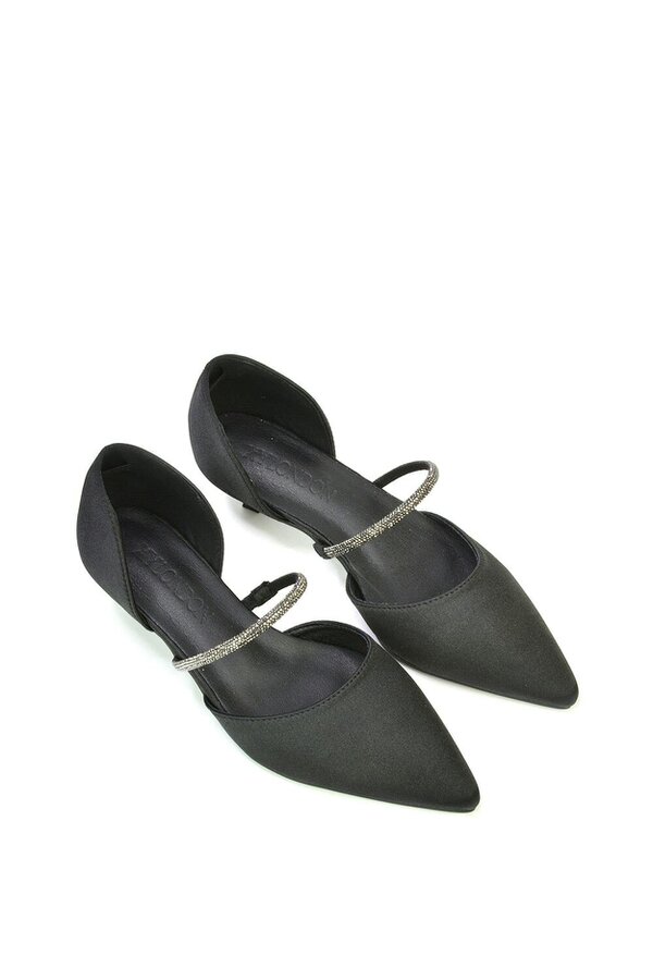 XY LONDON Diamante Strap Kitten Heel Pointed Toe Court Shoes