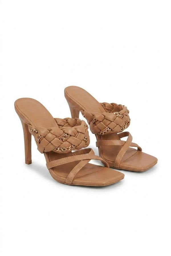 Ashley Braided Slip On Mule With Chain Detail - Mocha_wb