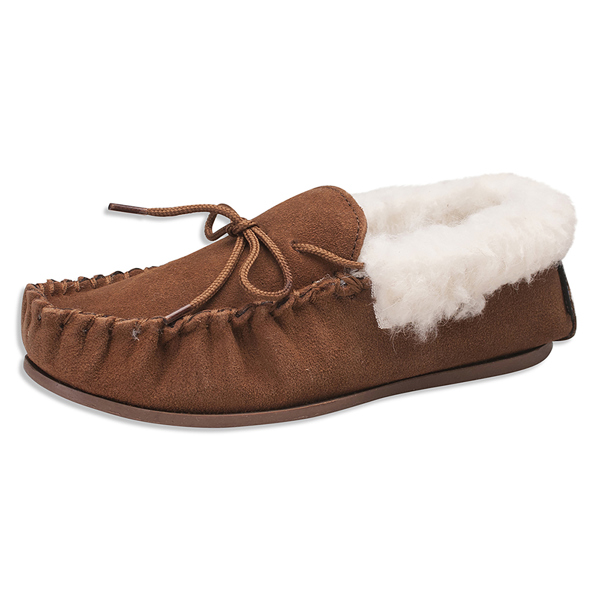 Nordvek Womens Sheepskin Suede Moccasin Slippers