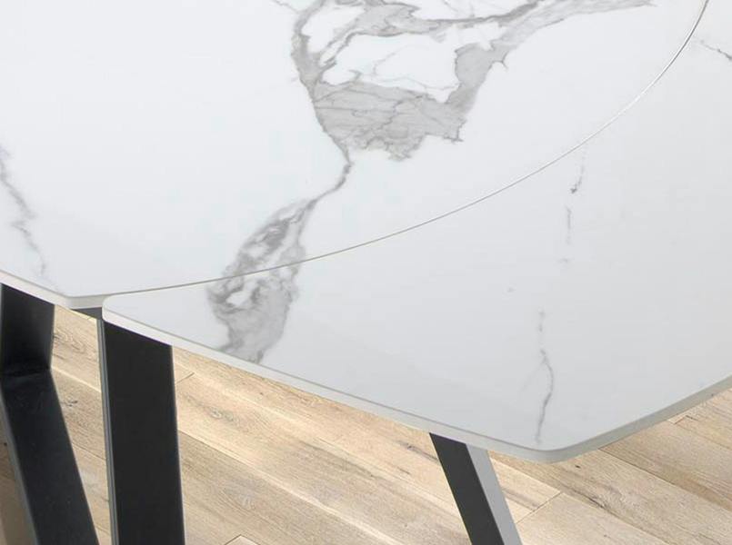 Angel Cerdá Oval Barrel porcelain marble and black steel extending dining table 1096