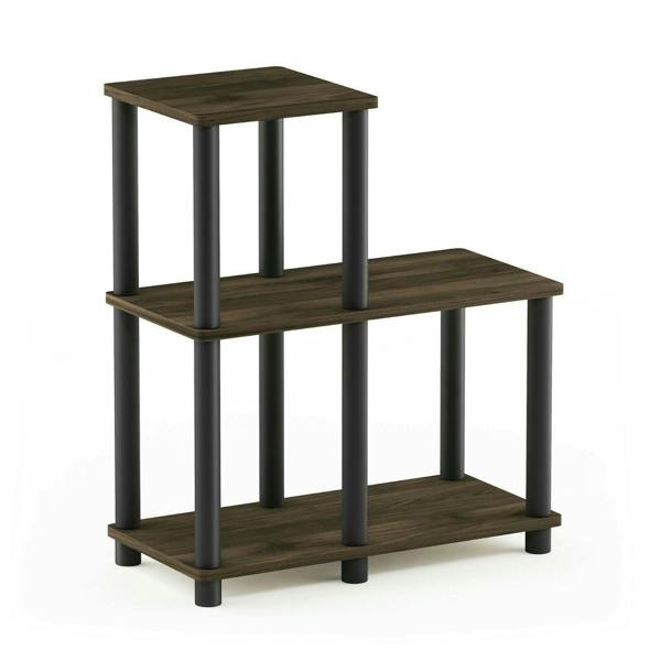 WALPLUS Versatile Turn-N-Tube Accent Decorative Shelf, Columbia Walnut/Black for Entryway