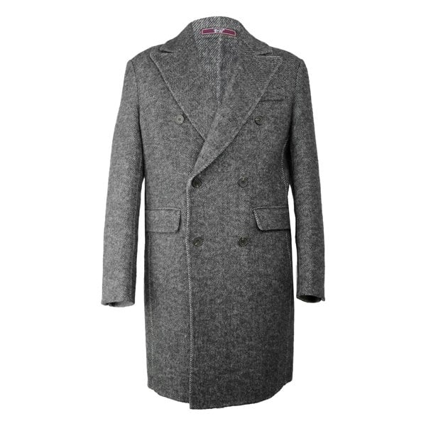 David WeJ DW Signature Double Breasted Wool Overcoat - Grey